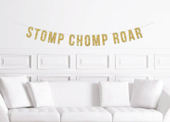 Stomp Chomp Roar Dinosaur Birthday Banner - Pretty Day