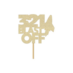 3,2,1 Blast Off Space Cake Topper - Pretty Day