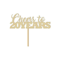 Cheers to 20 Years Birthday Anniversary Cake Topper - Pretty Day