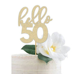 Hello 50 Cake Topper - Pretty Day