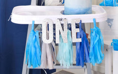 ONE highchair banner- Blue - Pretty Day