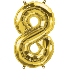 Small 16" Air Fill Only Gold 8 Balloon S4006 - Pretty Day