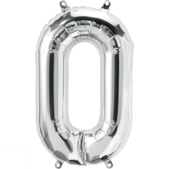 Small 16" Silver Number 0 Balloon S4009 - Pretty Day