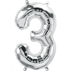 Small 16" Silver Number 3 Balloon S4008 - Pretty Day
