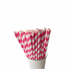 Dark Pink Striped Eco Friendly Paper Straws S1084 - Pretty Day