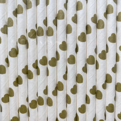 Matte Gold Heart Eco Friendly Paper Straws S4116 - Pretty Day