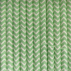 Mint Green Chevron Eco Friendly Paper Straws S3071 - Pretty Day