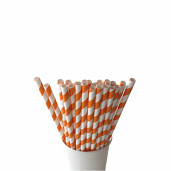 Orange Striped Eco Friendly Paper Straws S4062 - Pretty Day