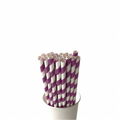 Plum Purple Striped Paper Straws S3063 - Pretty Day