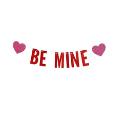 Happy Valentine's Day Be Mine Red Banner With Pink Hearts Party Decoration - Pretty Day