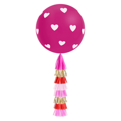 Jumbo Balloon & Tassel Tail - Magenta Pink Hearts S7147 - Pretty Day