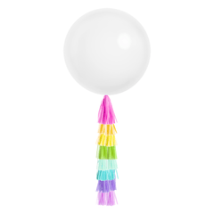 Jumbo White Balloon & Tassel Tail - Rainbow S8025 - Pretty Day