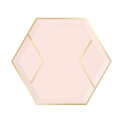 Paper Plates Small - Hexagon - Blush & Gold S3028 - Pretty Day