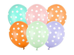 Mixed Pastel Polka Dot Balloons 6pk C027 - Pretty Day