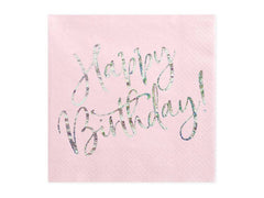 Light Pink Happy Birthday. Napkins - 20pk. S9169 - Pretty Day