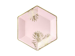 Leaves Design Pink Plates- 6pk Large S5161 - Pretty Day