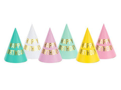 Pastel Happy Birthday Party Hats - 6 pack S7049 - Pretty Day