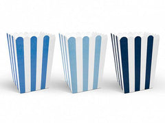 Blue Striped Popcorn Boxes- 6pk S1099 - Pretty Day