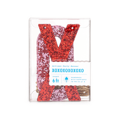 Red & Pink XOXO Fabric Glitter Banner S7094l - Pretty Day