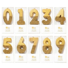 Gold Glitter Dipped Number Birthday Candle - Pretty Day