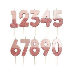 Rose Gold Glitter Dipped Number Birthday Candle - Pretty Day