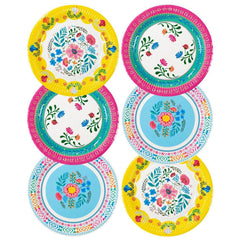 Boho Floral Paper Plates - 12 Pack S9311 - Pretty Day