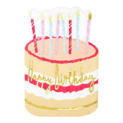 Cake Shaped Happy Birthday Napkins - 12 Pack S3137 - Pretty Day