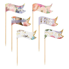 Floral Food Flags 24pk S5160 - Pretty Day