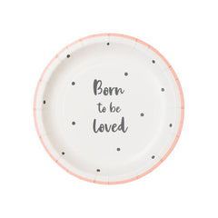Born To Be Loved Pink Baby Shower Plates - Small S1167 - Pretty Day