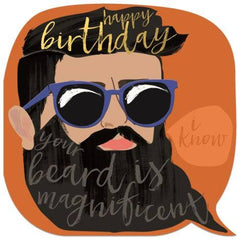 Happy Birthday Beard Guy Greeting Card - Winged Hat S5165 - Pretty Day