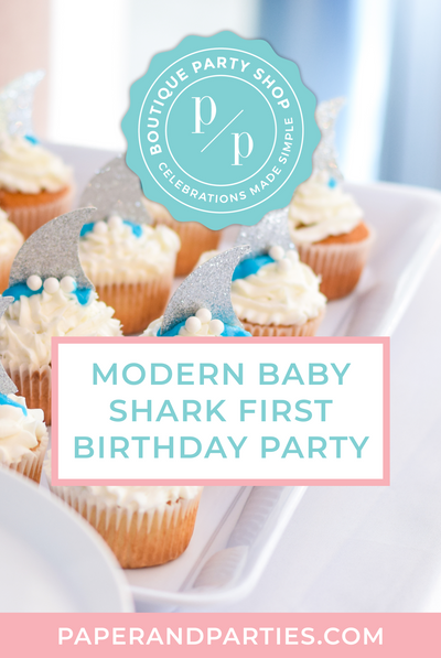 Modern Baby Shark Theme First Birthday Party