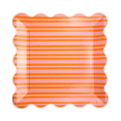 My Mind’s Eye - ORA1142 - Orange & Pink Striped Plate - Pretty Day