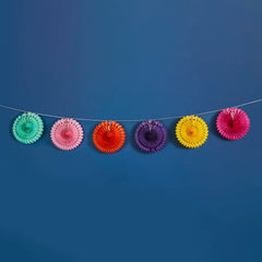 Bright Coloured Paper Fan Garland 2m