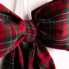 Holiday Plaid Red Fabric Bow: Medium