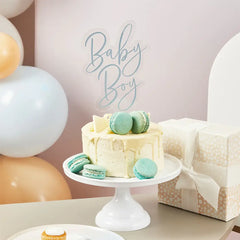 Hootyballoo by Club Green - Blue 'Baby Boy' Acrylic Cake Topper - Pretty Day