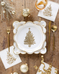 Gold Christmas Tree Paper Plate 8pk. - Pretty Day