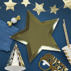Hootyballoo by Club Green - Gold Metallic Star Plate 8 Pack - Pretty Day