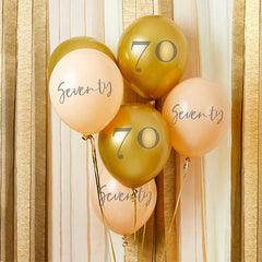 Gold & Nude 'Seventy' Latex 12" Balloons 6 Pk - Pretty Day