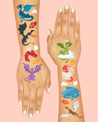 xo, Fetti - Fire Breather Tats - 60 foil temporary tattoos, dragon party - Pretty Day