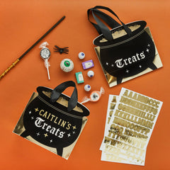 Cauldron Custom Name Party Bags with x4 Gold Stickers Sheets - Pretty Day