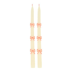 Pink Bow Taper Candles - Pretty Day