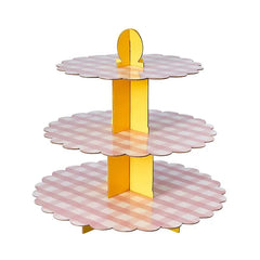 Pink Gingham 3-Tier Cake Stand