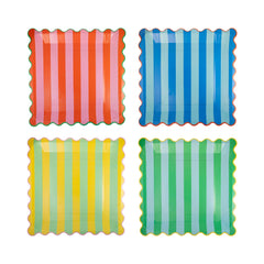 Striped Plate Set large 8pk. - Pretty Day