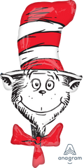 Cat In The Hat Head Foil Balloon - Pretty Day