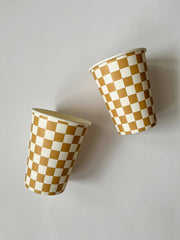 Josi James - Checkered Gold Matte Cups (Set of 8) - Pretty Day