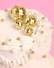 Gold Disco Topper 4 disco ball cake toppers - Pretty Day
