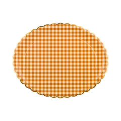 Thanksgiving Foil Brown Gingham 17" Paper Platter 6pk.