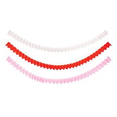 Heart Crepe Paper Banner Set 3pk.