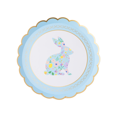 Easter Bunny Pastel Floral Plates Small 8pk.