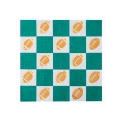 Football & Green Checker Napkins Large 20pk.